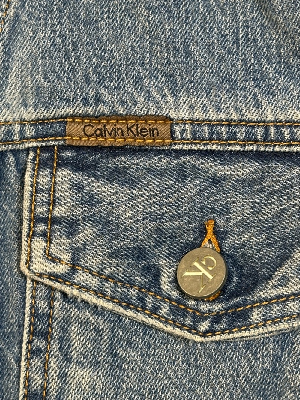 VINTAGE 90s CK Calvin Klein Denim Vest - Womens Medium (Fits Small) - Picture 6 of 13